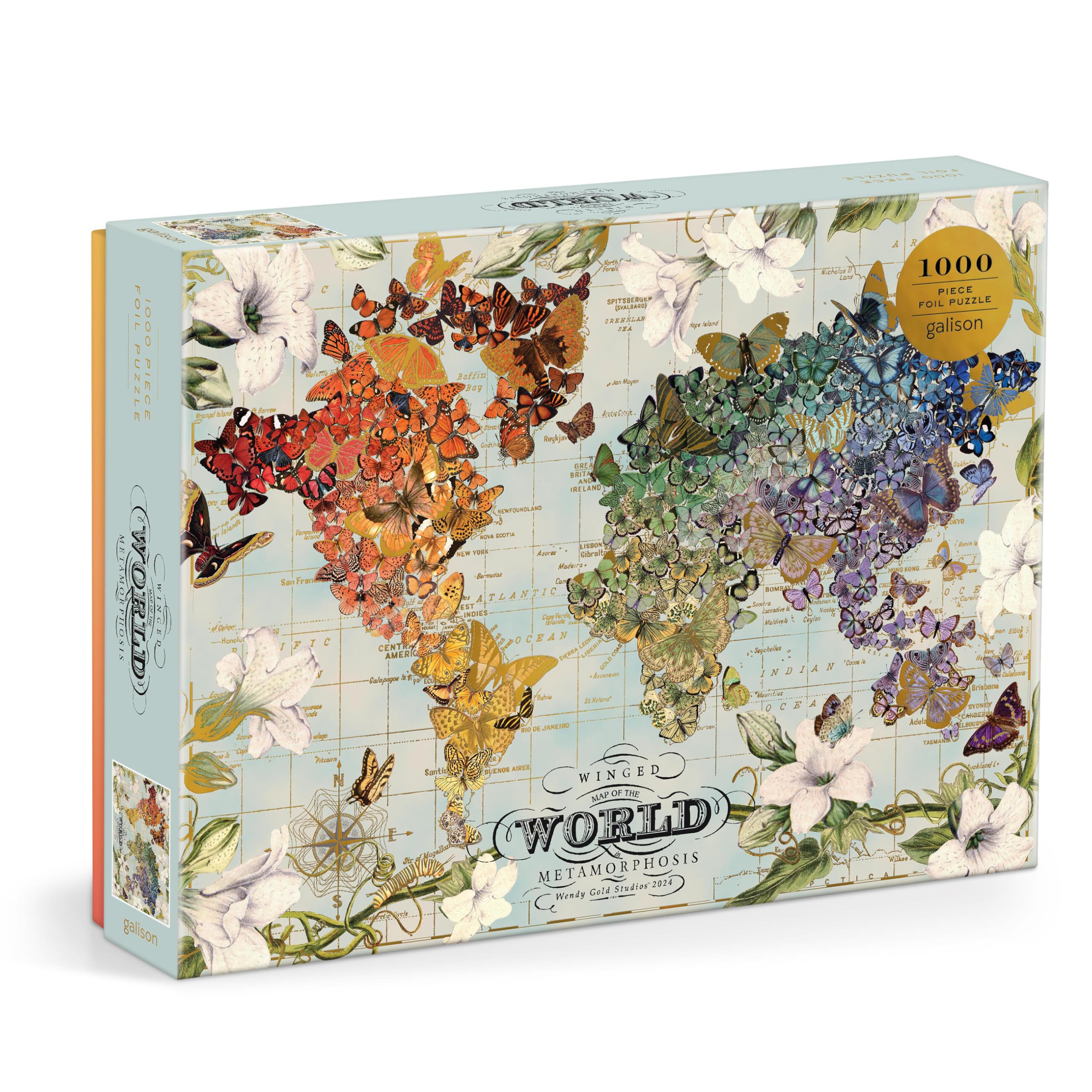 GOLDEN GOTHIC FOIL JIGSAW PUZZLE　ジグソーパズル Amazon.com: Galison Winged Metamorphosis – 1000 Piece Wendy Gold